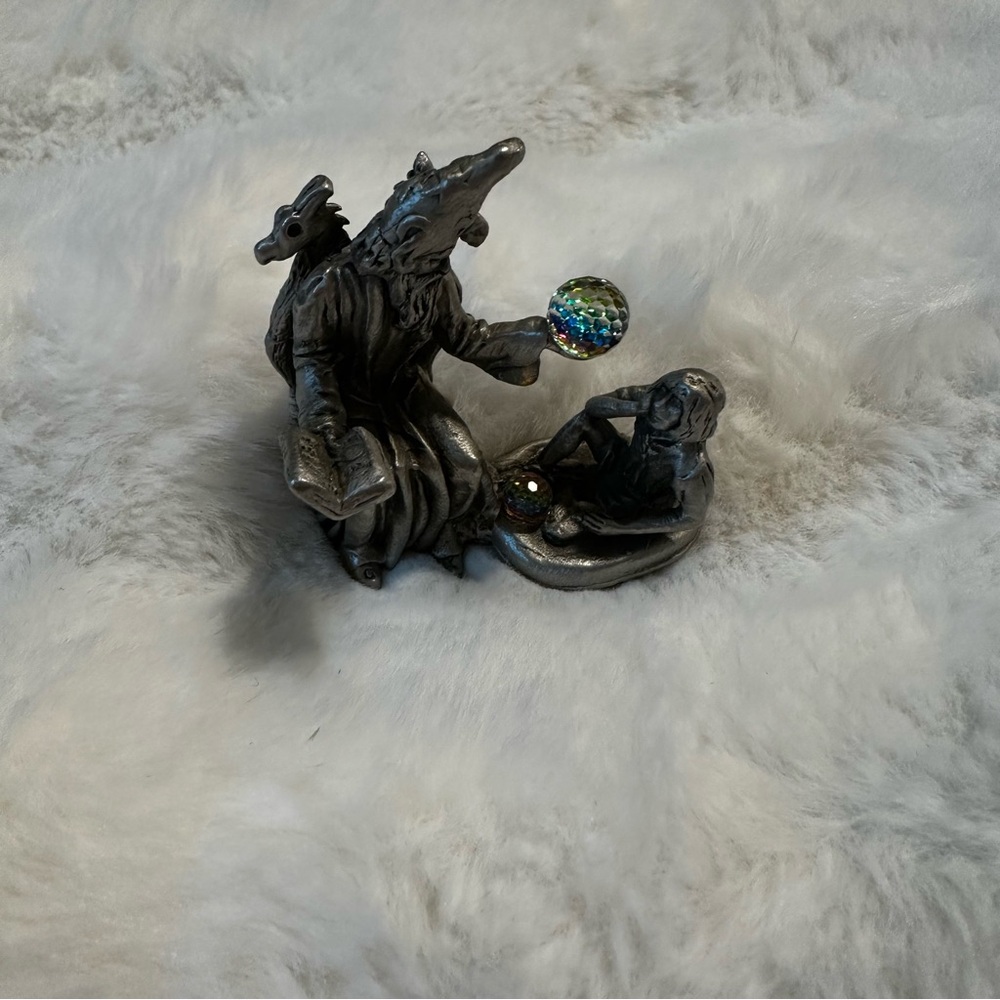 Gallo 1986 Crystal Balls Wizard & Apprentice Fine Pewter Mini Figurine